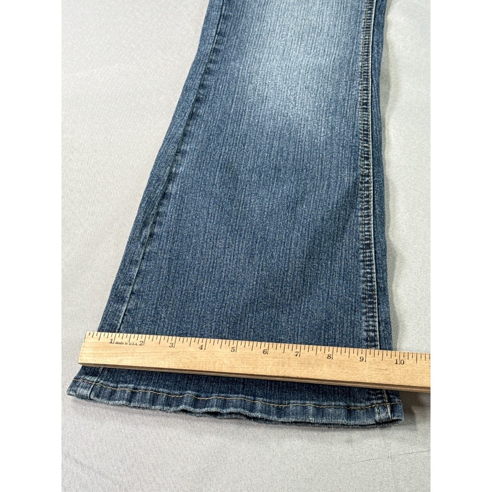 Angels Jeans Womens 5 Short Blue Flare Bootcut Stretch Low Rise Denim Pants - Picture 3 of 9